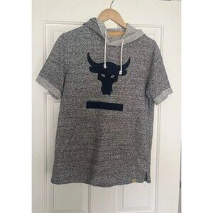 Under Armour x Project Rock Gray Short Sleeve Hoodie Sweatshirt  Mens Size Small